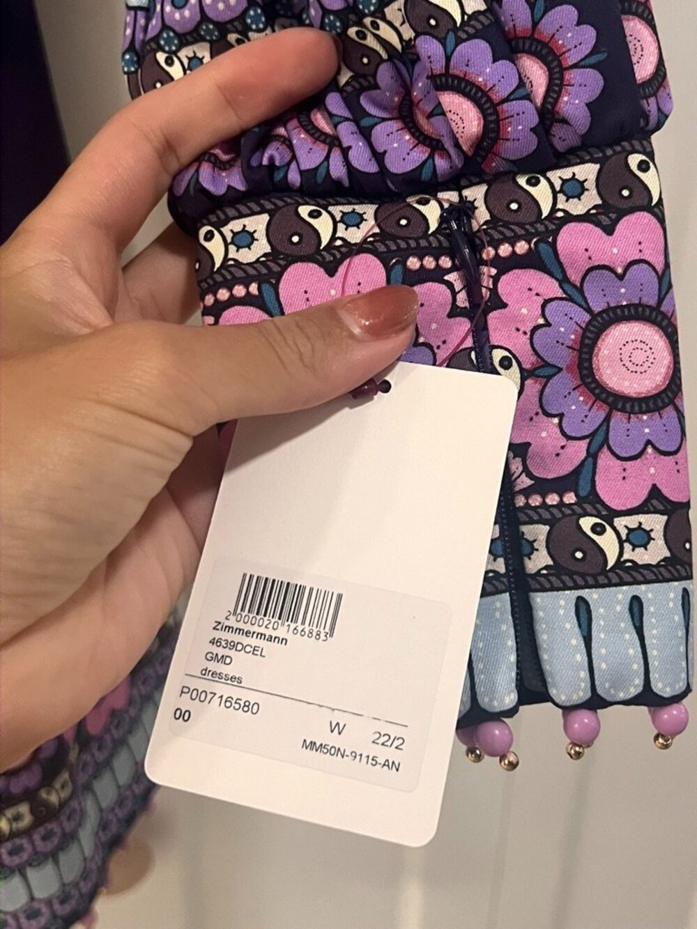 Zimmermann Dark Purple Dress with Pink Floral Design - Picture 4 of 13